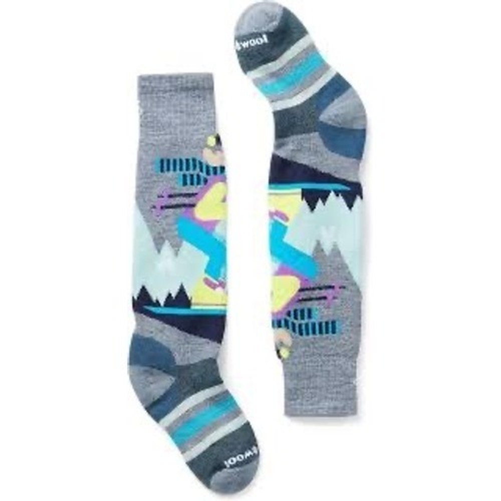 Smartwool Kids Wintersport Full Cushion Ski Socks‎ Gray Teal Moose Small NWT